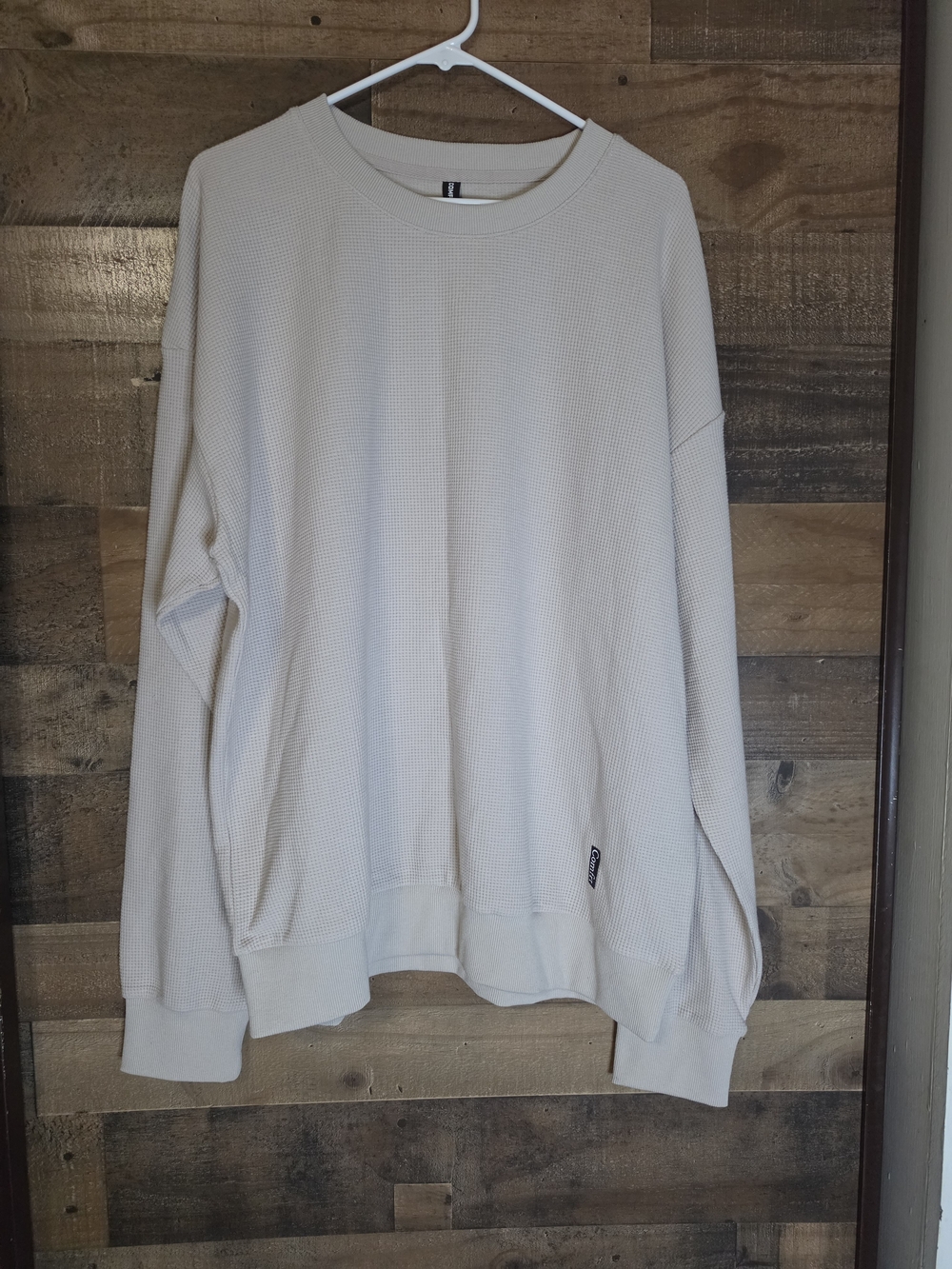 Comfrt Men's Crewneck Waffle Knit Sweater in Cream